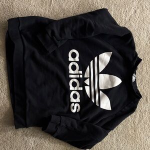 Adidas Black Crewneck with White Trefoil Logo